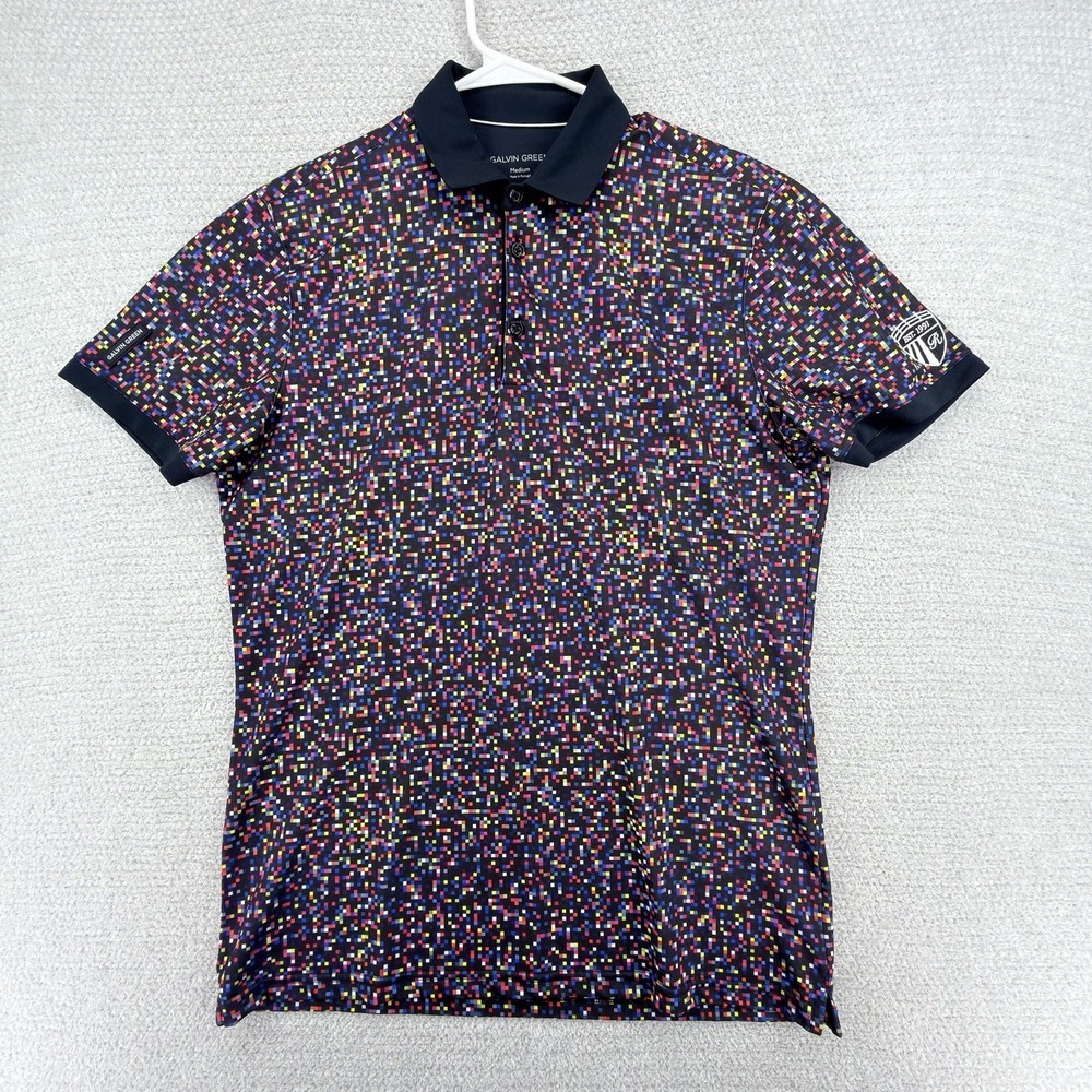 Galvin Green Golf Polo Shirt Mens M Multicolor Geometric Pixel Print‎ Portugal